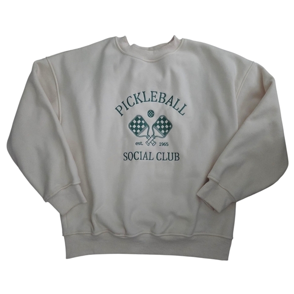 Cream Pickleball Social Club Sweater - Picture 1 of 6